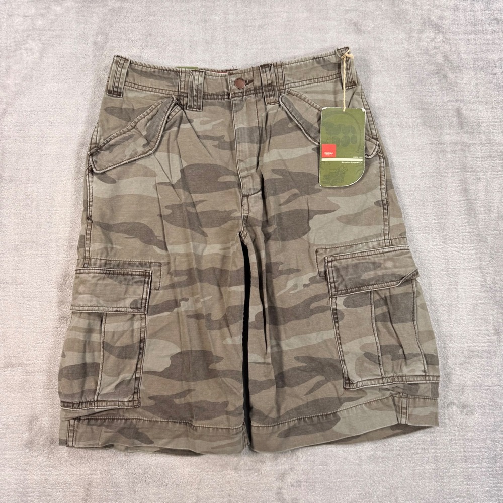 Mossimo Shorts Mens 28 Green Camo Cargo Vtg Y2K Cotton Utility Tactical Relaxed
